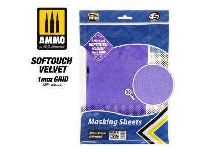 Softouch Velvet Masking Sheets 1mm Grid (x5 sheets, 290mm x 145mm, adhesive) 