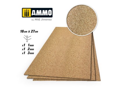 CREATE CORK Fine Grain Mix (1mm, 2mm and 3mm) - 1 pc. each size 
