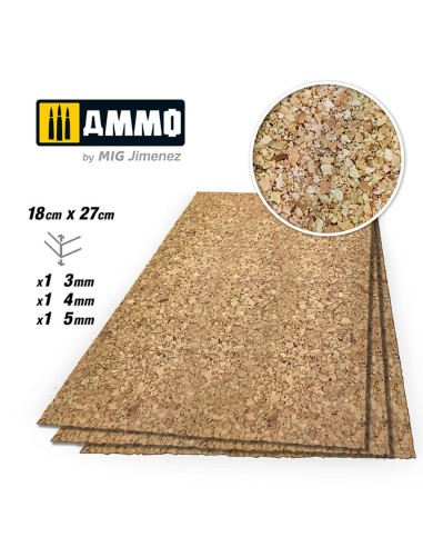 CREATE CORK Thick Grain Mix (3mm, 4mm and 5mm) - 1 pc. Each Size 