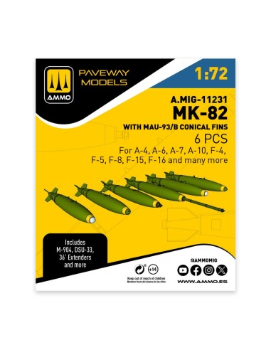 MK-82 with MAU-93/B conical fin (6 pcs) 