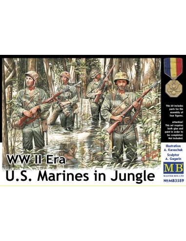 U.S. Marines in jungle, WWII era 