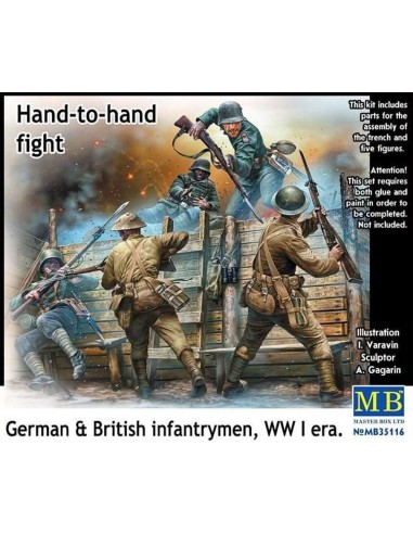 Hand-to-hand fight,German&British infant infantrymen, WWI era 