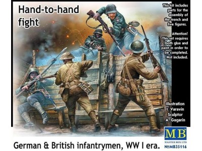 Hand-to-hand fight,German&British infant infantrymen, WWI era 
