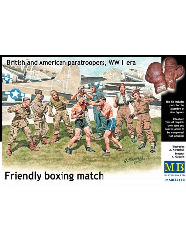 Friendly boxing match.Brit.+Amer.paratro 