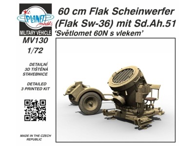 60 cm Flak Scheinwerfer (Flak Sw-36) mit Sd.Ah.51 / Sv?tlomet 60N s vlekem 1/72 
