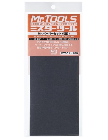 Mr Hobby -Gunze Mr. Waterproof Sand Paper Set ROUGH 3x2Sheets 