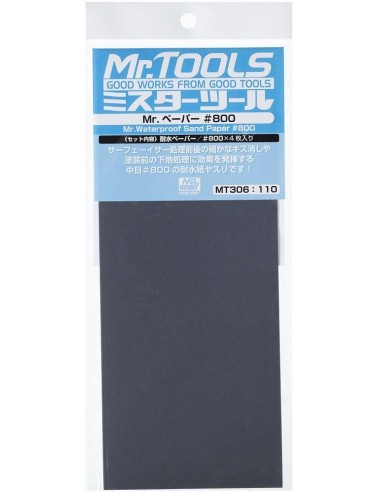Mr Hobby -Gunze Mr. Waterproof Sand Paper #800 x 4 Sheets 