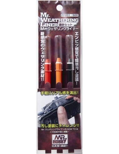 Mr Hobby -Gunze Mr. Weathering Liner RUST Color Set 