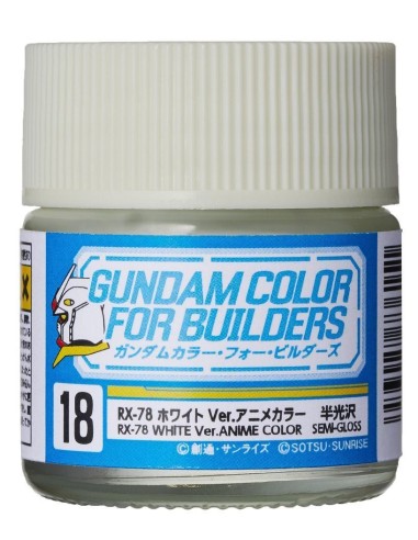 Mr Hobby -Gunze Gundam Color For Builders (10ml) RX-78 WHITE Ver. 