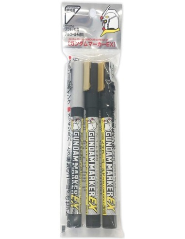Mr Hobby -Gunze Gundam Marker EX Gundam Plated Silver & Gold 2 Types Set 