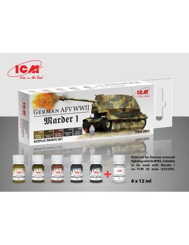 Acrylic paint set for German AFV WW2 (Marder I) 6 x12 ml 
