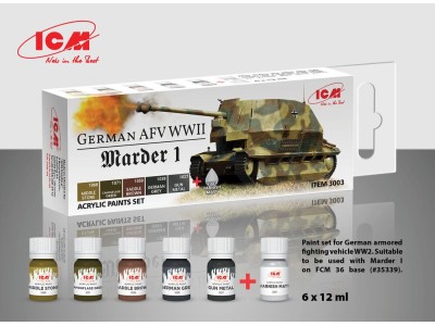 Acrylic paint set for German AFV WW2 (Marder I) 6 x12 ml 