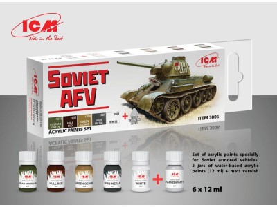 Acrylic paint set for Soviet AFV 6 x12 ml 