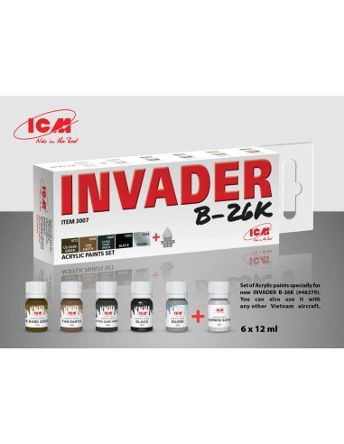 Acrylic paint set for Invader B-26K and other Vietnam aircraft 6 x12 ml 