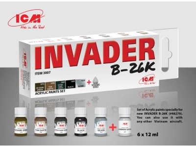 Acrylic paint set for Invader B-26K and other Vietnam aircraft 6 x12 ml 