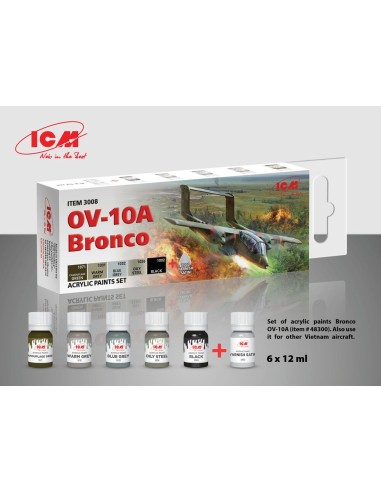 Acrylic paint set for OV-10A Bronco and other Vietnam aircraft 6 x12 ml 