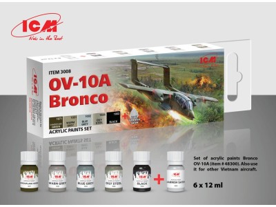 Acrylic paint set for OV-10A Bronco and other Vietnam aircraft 6 x12 ml 