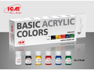 Acrylic paint set Basic acrylic colors 6 x12 ml 