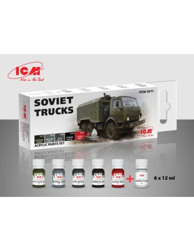 Acrylic paint set for Soviet trucks 6 x12 ml 