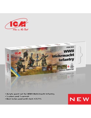Acrylic Paint Set for WWII Wehrmacht Infantry 6 x 12 ml 