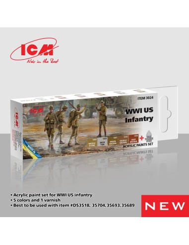 Acrylic Paint Set for WWI US Infantry 6 x 12 ml 