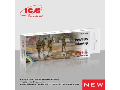 Acrylic Paint Set for WWI US Infantry 6 x 12 ml 