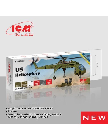 Acrylic paint set for US Helicopters 6 x 12 ml 