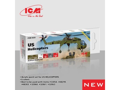 Acrylic paint set for US Helicopters 6 x 12 ml 