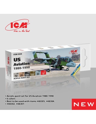 Acrylic paint set for US Aviation 1980 - 1990 6 x 12 ml 