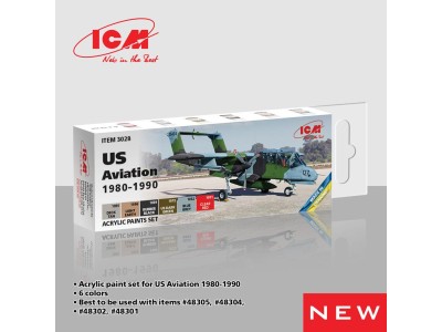 Acrylic paint set for US Aviation 1980 - 1990 6 x 12 ml 
