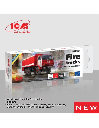 Acrylic paint set for Fire trucks 6 x 12 ml 