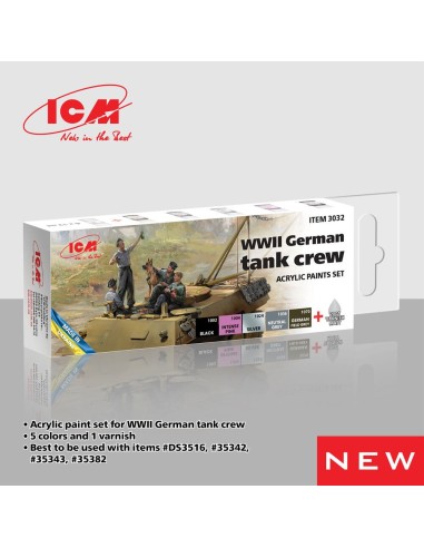 Acrylic paint set for WWII German tank crew 6 x 12 ml 