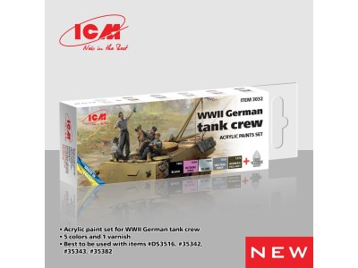 Acrylic paint set for WWII German tank crew 6 x 12 ml 