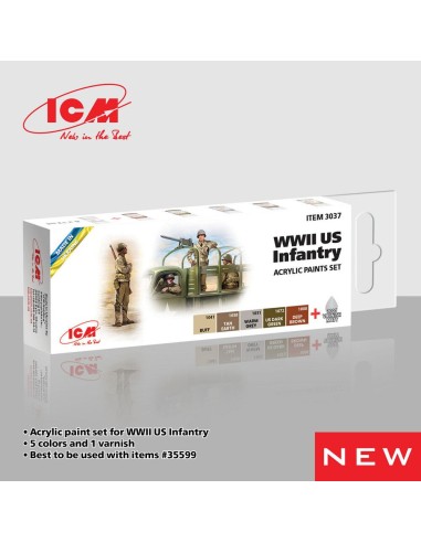 Acrylic paint set for WWII US Infantry 6 x 12 ml 