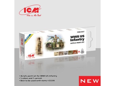 Acrylic paint set for WWII US Infantry 6 x 12 ml 