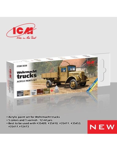 Acrylic paint set for Wehrmacht trucks 6 x 12 ml 