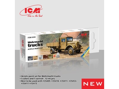 Acrylic paint set for Wehrmacht trucks 6 x 12 ml 