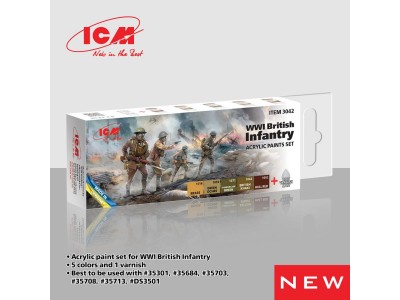 Acrylic paint set for WWI British infantry 6 x 12 ml 