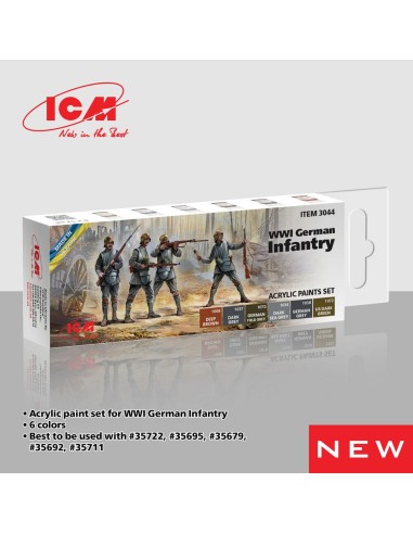 Acrylic paint set for WWI German infantry 6 x 12 ml 