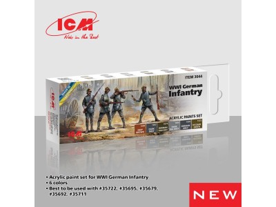 Acrylic paint set for WWI German infantry 6 x 12 ml 