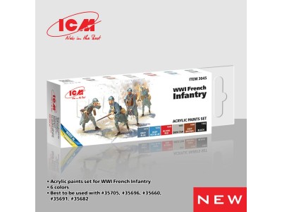 Acrylic paint set for WWI French infantry 6 x 12 ml 