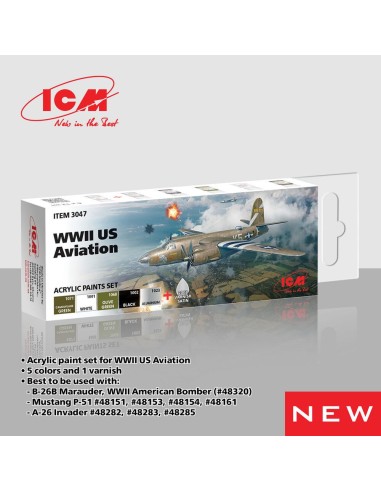 Acrylic paint set for WWII US Aviation 6 x 12 ml 