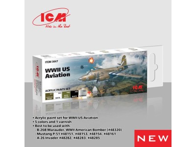 Acrylic paint set for WWII US Aviation 6 x 12 ml 