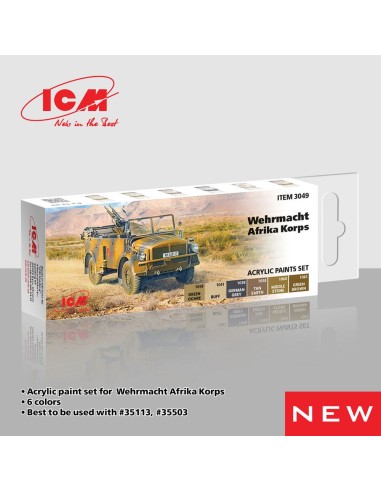Acrylic paint set for Wehrmacht Afrika Korps 6 x 12 ml 
