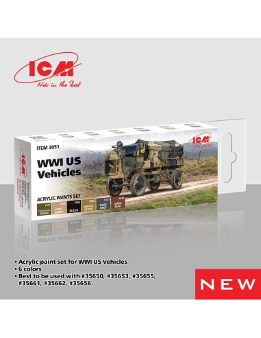 Acrylic Paint Set for WWI US military vehicles   6 x12 ml 