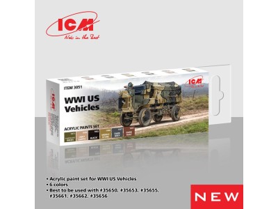 Acrylic Paint Set for WWI US military vehicles   6 x12 ml 