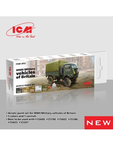 Acrylic Paint Set for WWII Military vehicles of Britain  6 x12 ml 