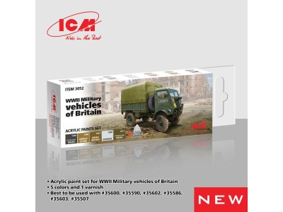 Acrylic Paint Set for WWII Military vehicles of Britain  6 x12 ml 