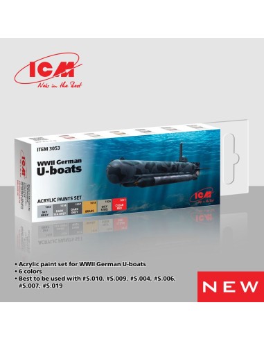 Acrylic Paint Set for WWII German U-boats  6 x12 ml 