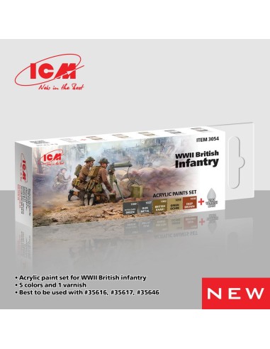 Acrylic Paint Set for WWII British infantry  6 x12 ml 